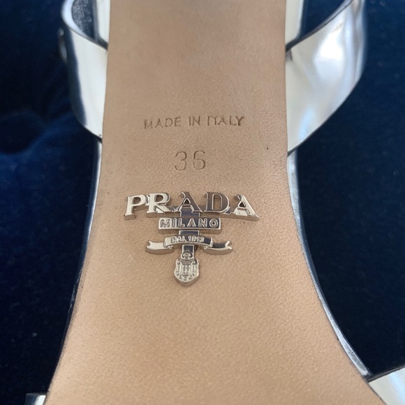 Prada Silver Ankle Strap Sandals - Picture 6 of 7